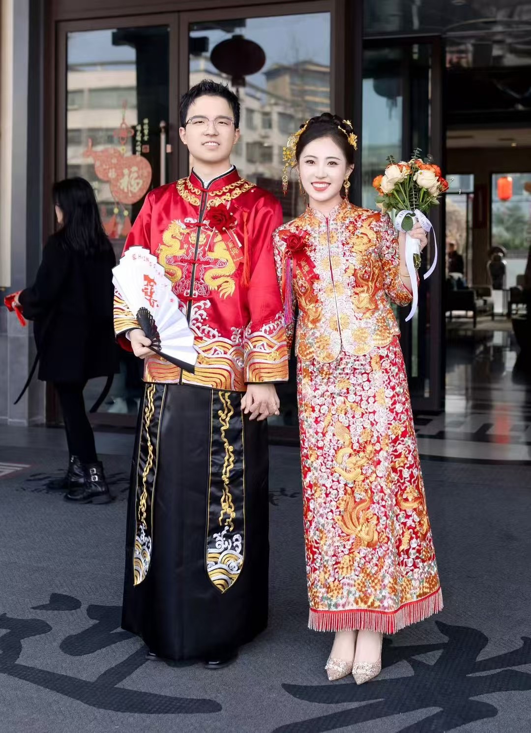 立体盘金绣龙凤褂套装 – 敬茶出门褂后级礼服